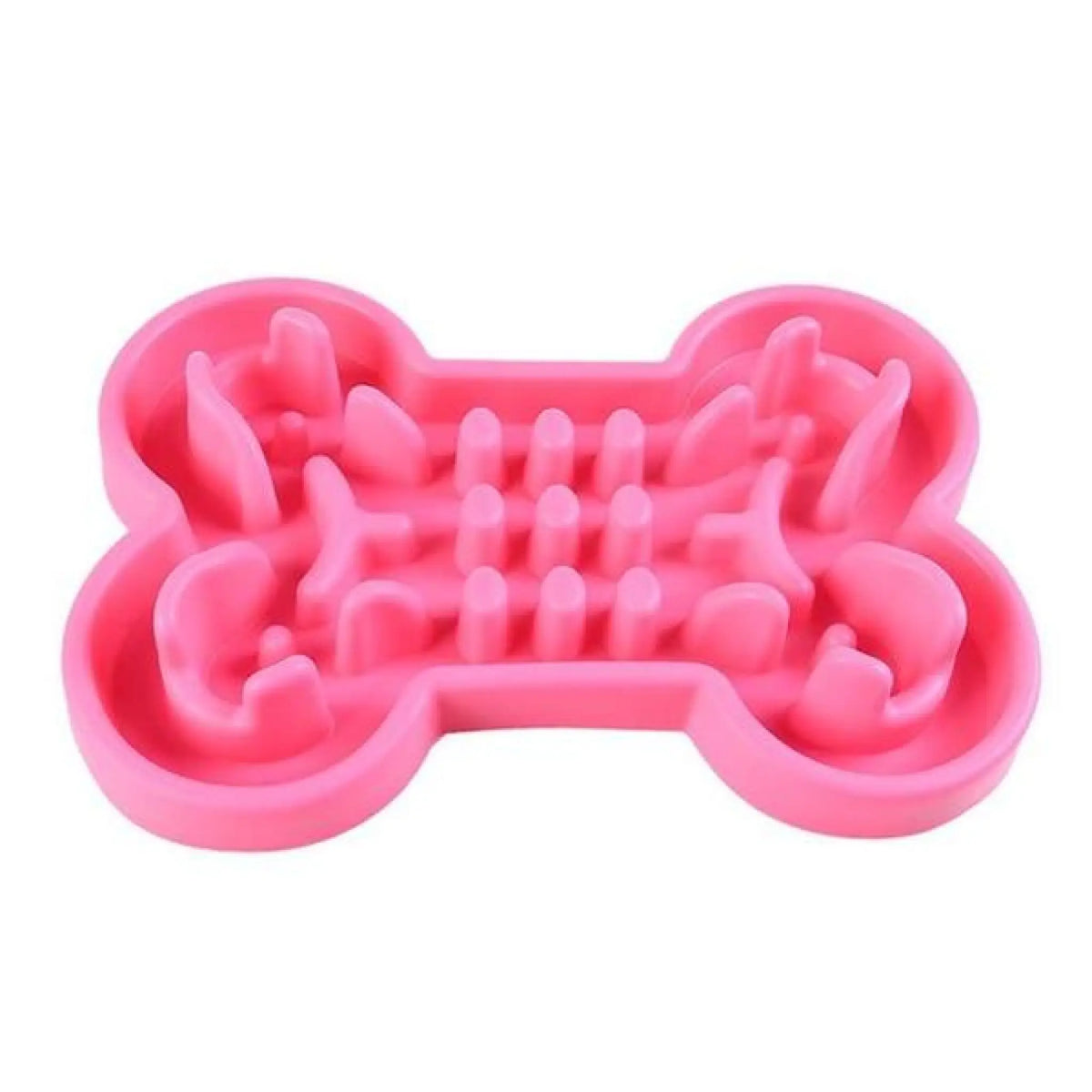 Zovipaw Rose Pink Bone-Shaped Slow Feeder Dog Bowl top-down view