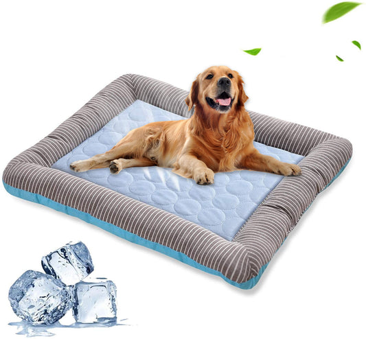 Self Cooling Ice Silk Pet Pad Bed For Dogs And Cats Non Slip Border Mat