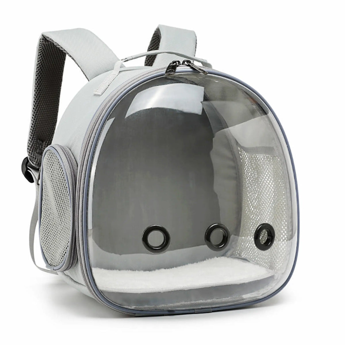 Light gray clear bubble window pet backpack carrier for small animals
