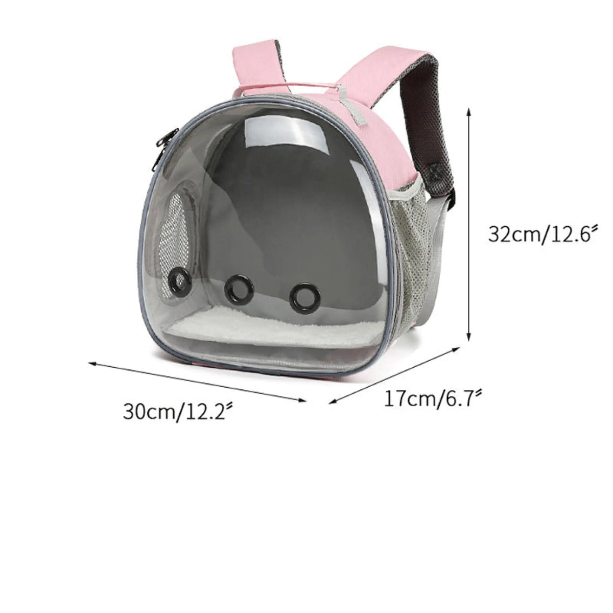 Pet backpack carrier dimensions 12.2 x 6.7 x 12.6 inches (30 x 17 x 32 cm)