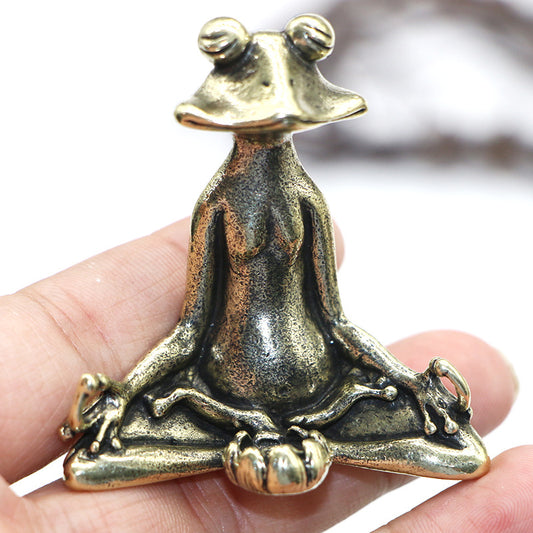 Brass Frog Figurine Fragrance Diffuser Desktop Decor Calm Home Office Spaces